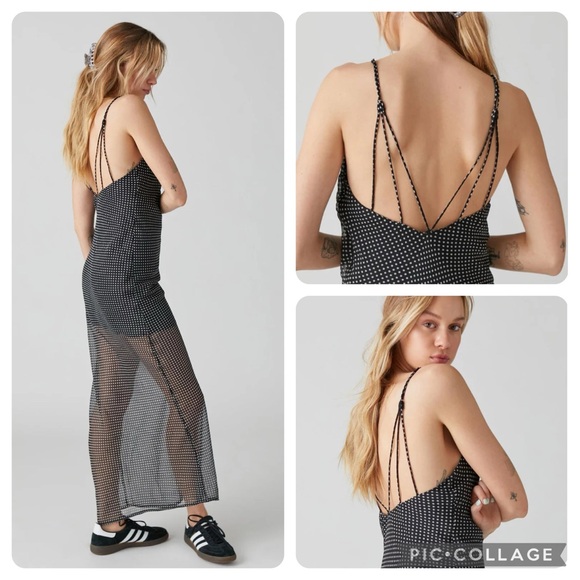NWT Urban Outfitters “Rosalia” Polka Dot Chiffon Maxi Dress - Picture 2 of 6